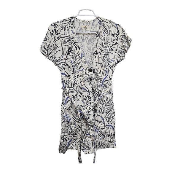 Marine Layer Small Tropical Leaf Print Wrap Dress Summer Casual - Picture 1 of 9